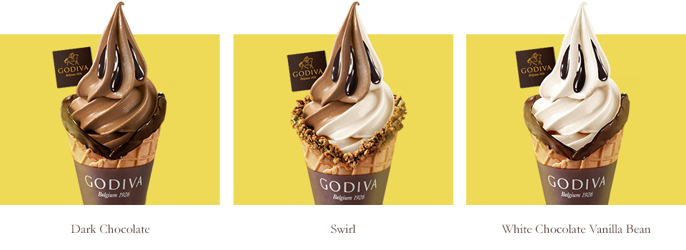 Soft serve available in dark chocolate, vanilla bean and swirl
