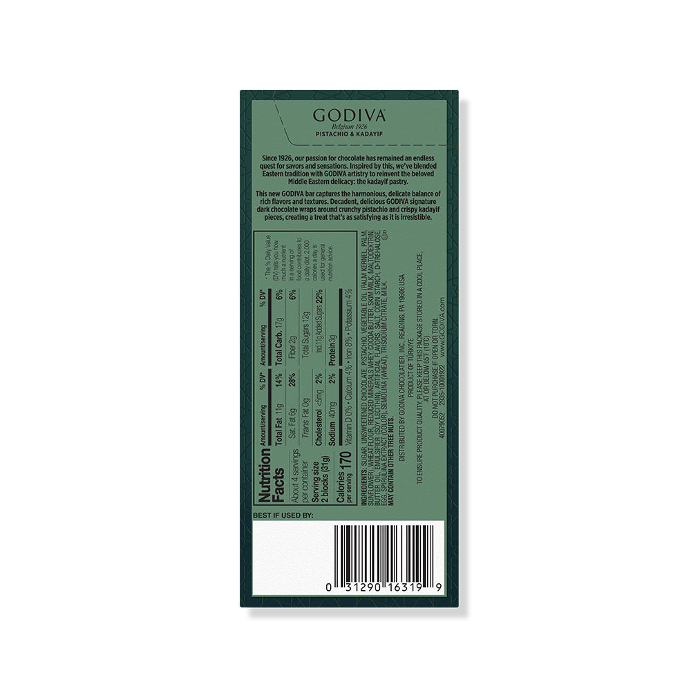 Pistachio & Kadayif Dark Chocolate Bar