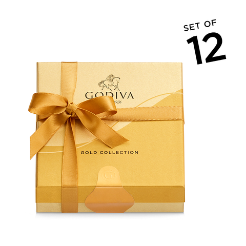Assorted Chocolate Gold Favor, Gold Ribbon, Set of 12, 4 pc. each