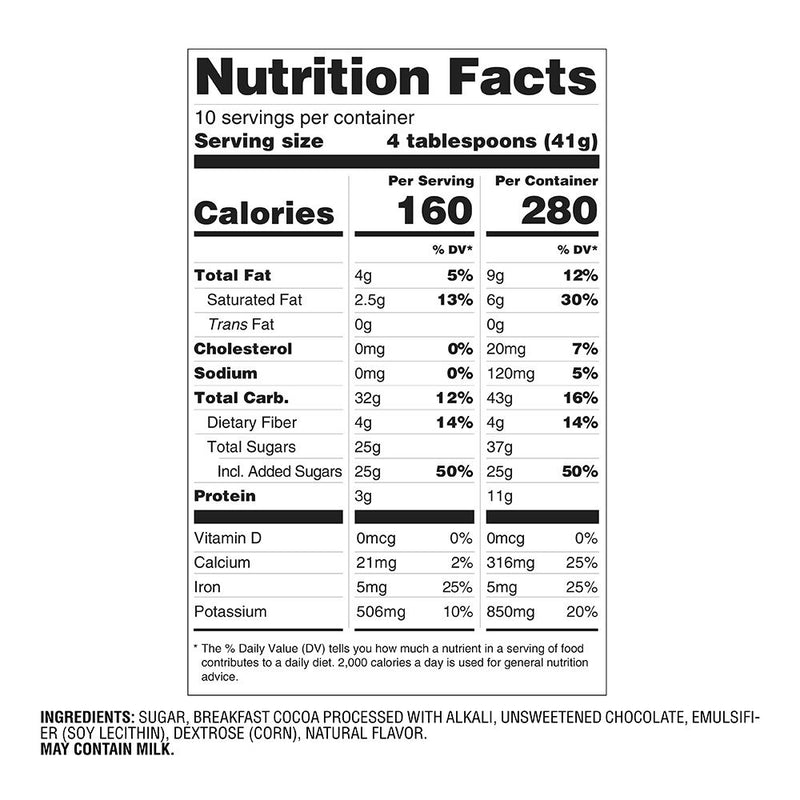 Dark Chocolate Hot Cocoa Canister, Set of 2, 10 Servings Each