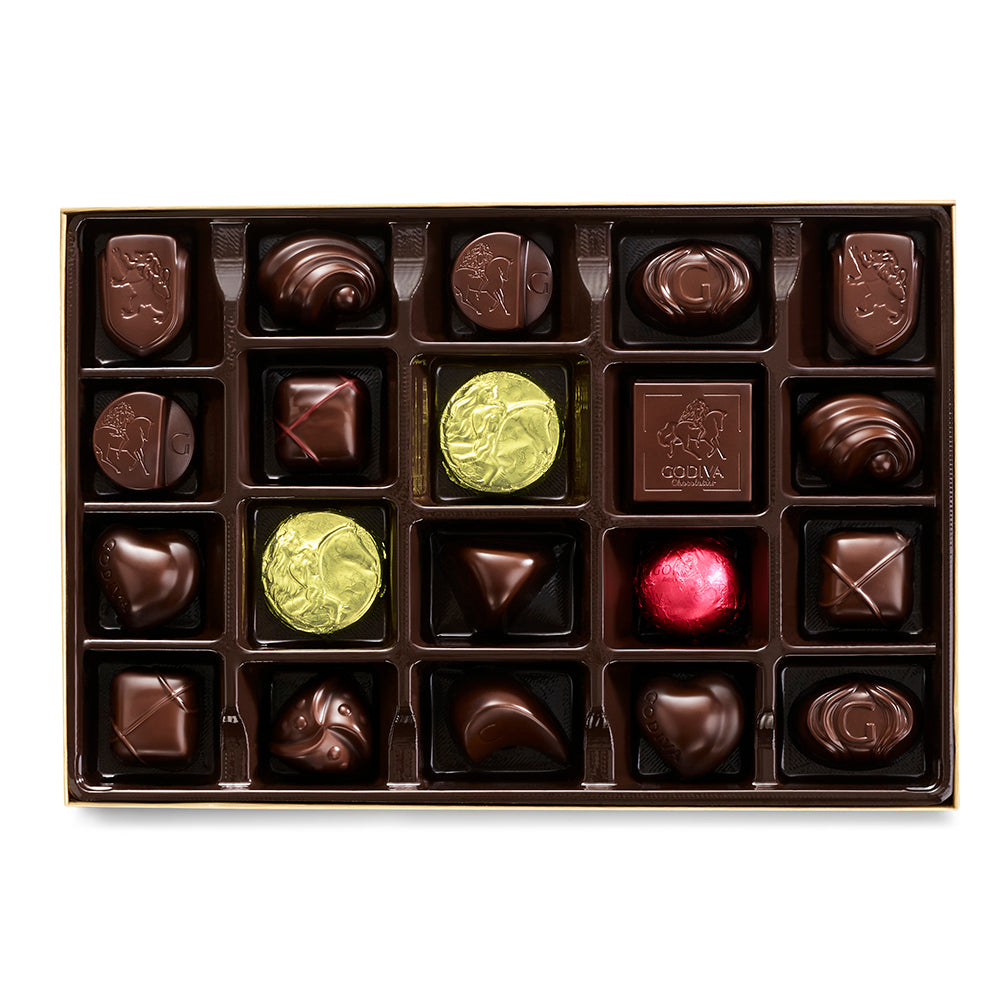 Dark Chocolate Gift Box, Gold Ribbon, 22 pc.
