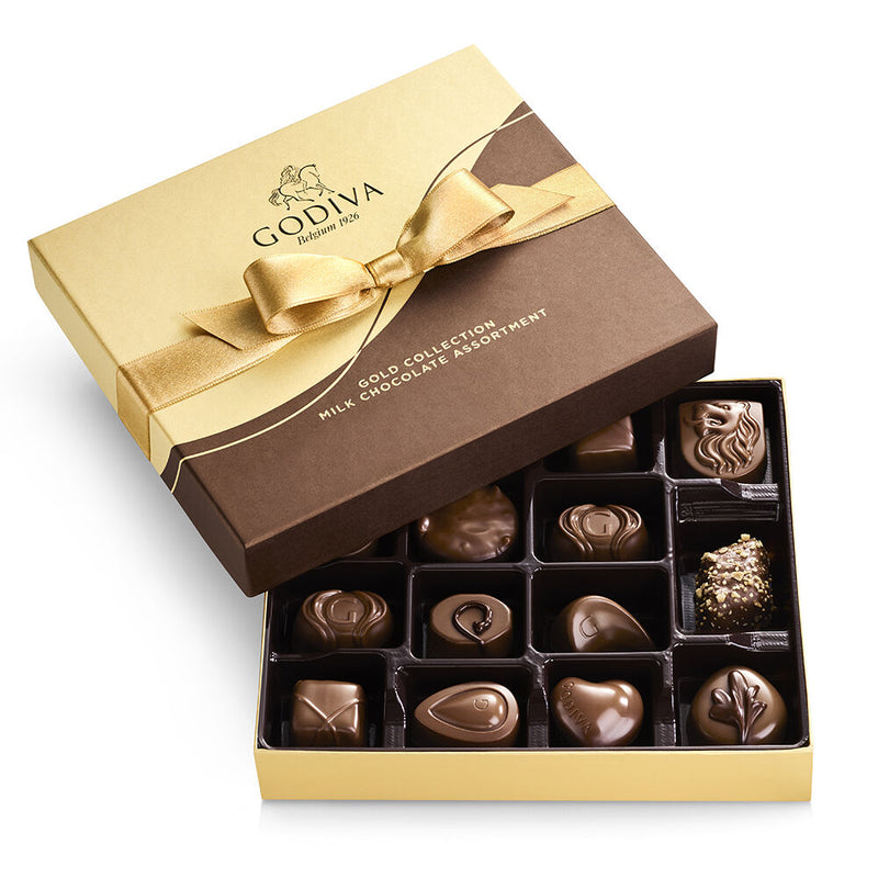 Milk Chocolate Gift Box, Gold Ribbon, 15 pc., Set of 2