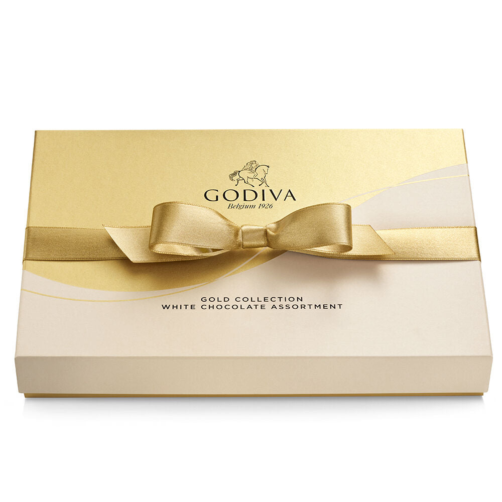 White Chocolate Assortment Gift Box, Gold Ribbon, 22 pc.