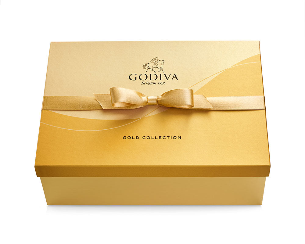 Assorted Chocolate Gold Gift Box 105 pc, Gold Ribbon | GODIVA