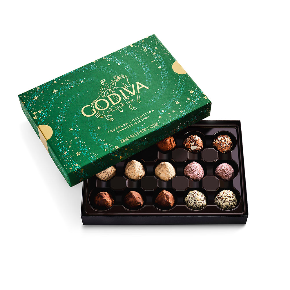 GODIVA箱 Signature Chocolate Truffles Gift Box, Holiday Edition, 15pc