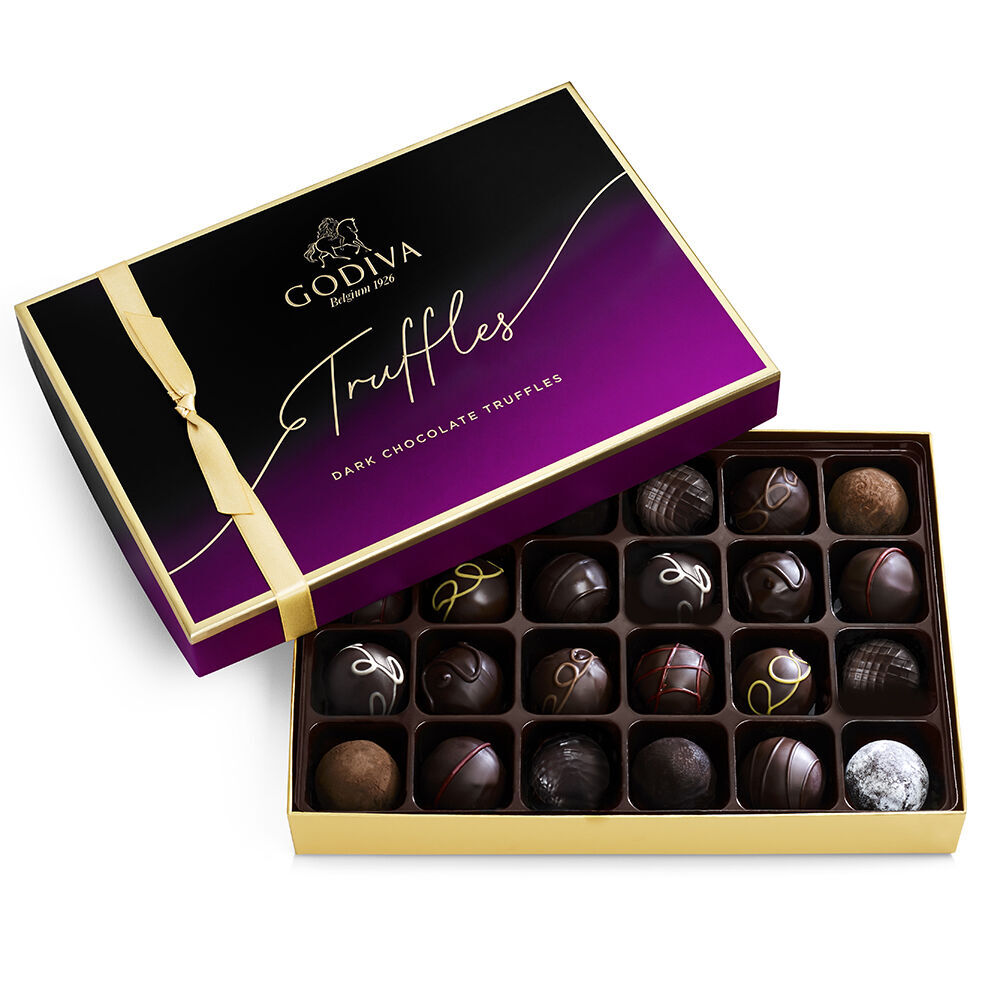 Dark Truffles Gift Box, 24 pc. with Cherry Cordials