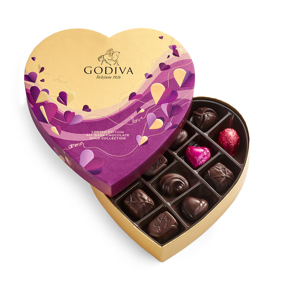 Valentine's Day Assorted and Dark Chocolate Heart-Shaped Gift Boxes