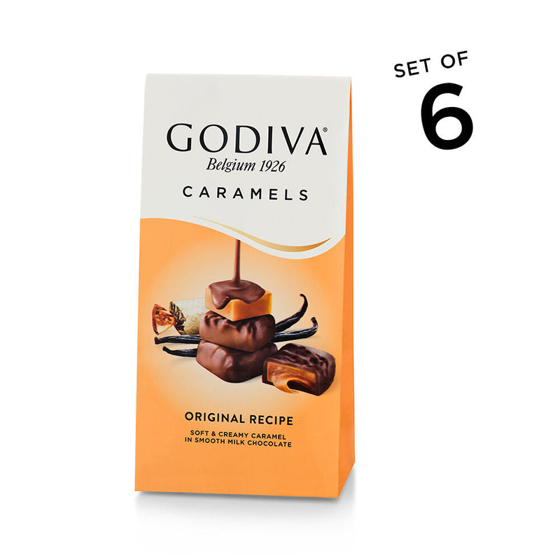 Godiva Caramels, Milk Chocolate, Set of 6