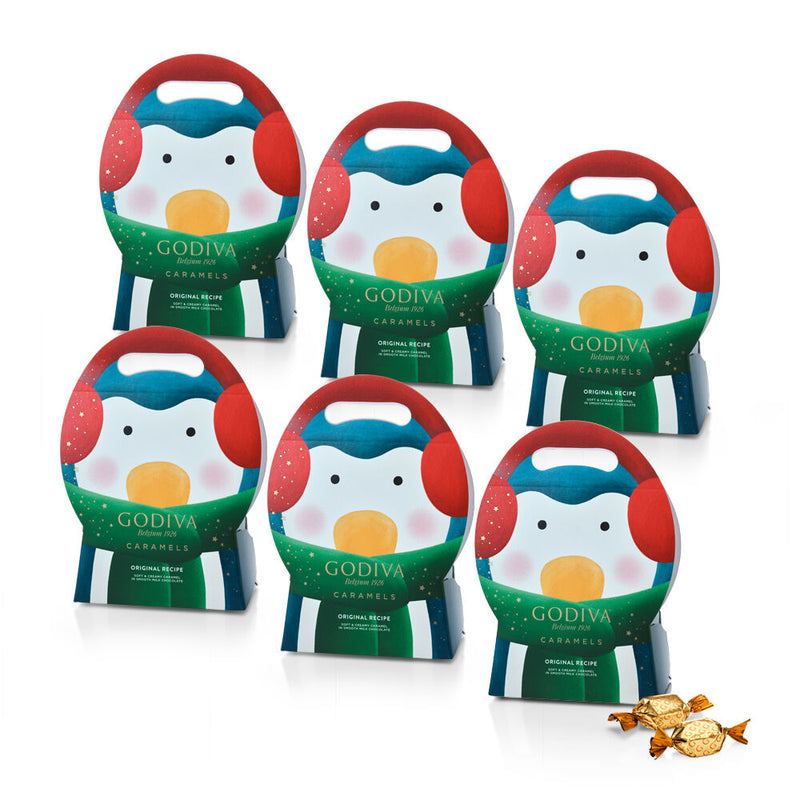 Milk Chocolate Caramel Penguin Pouch, Set of 6