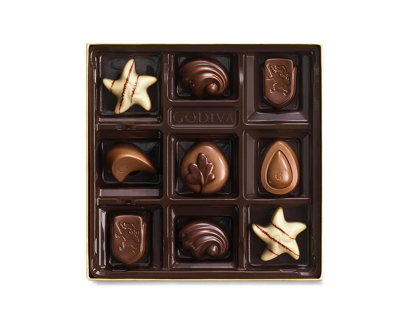 Assorted Chocolate Gold Gift Box, Gold Ribbon, 9 pc.