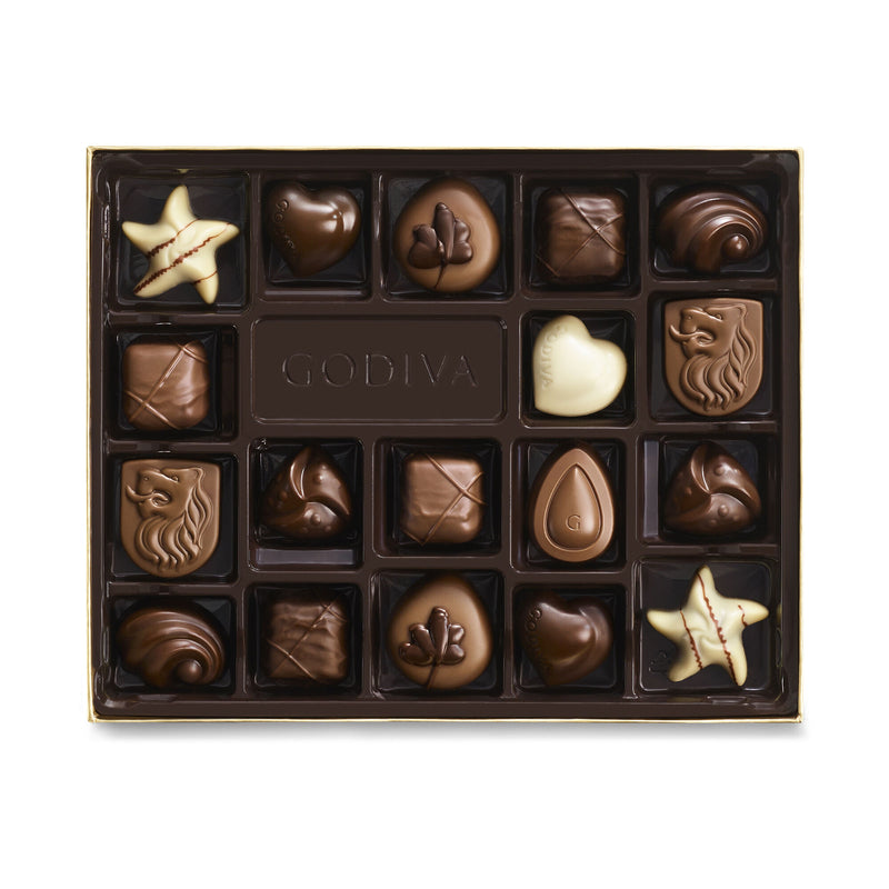 Assorted Chocolate Gold Gift Box, Orchid Ribbon, 18 pc.