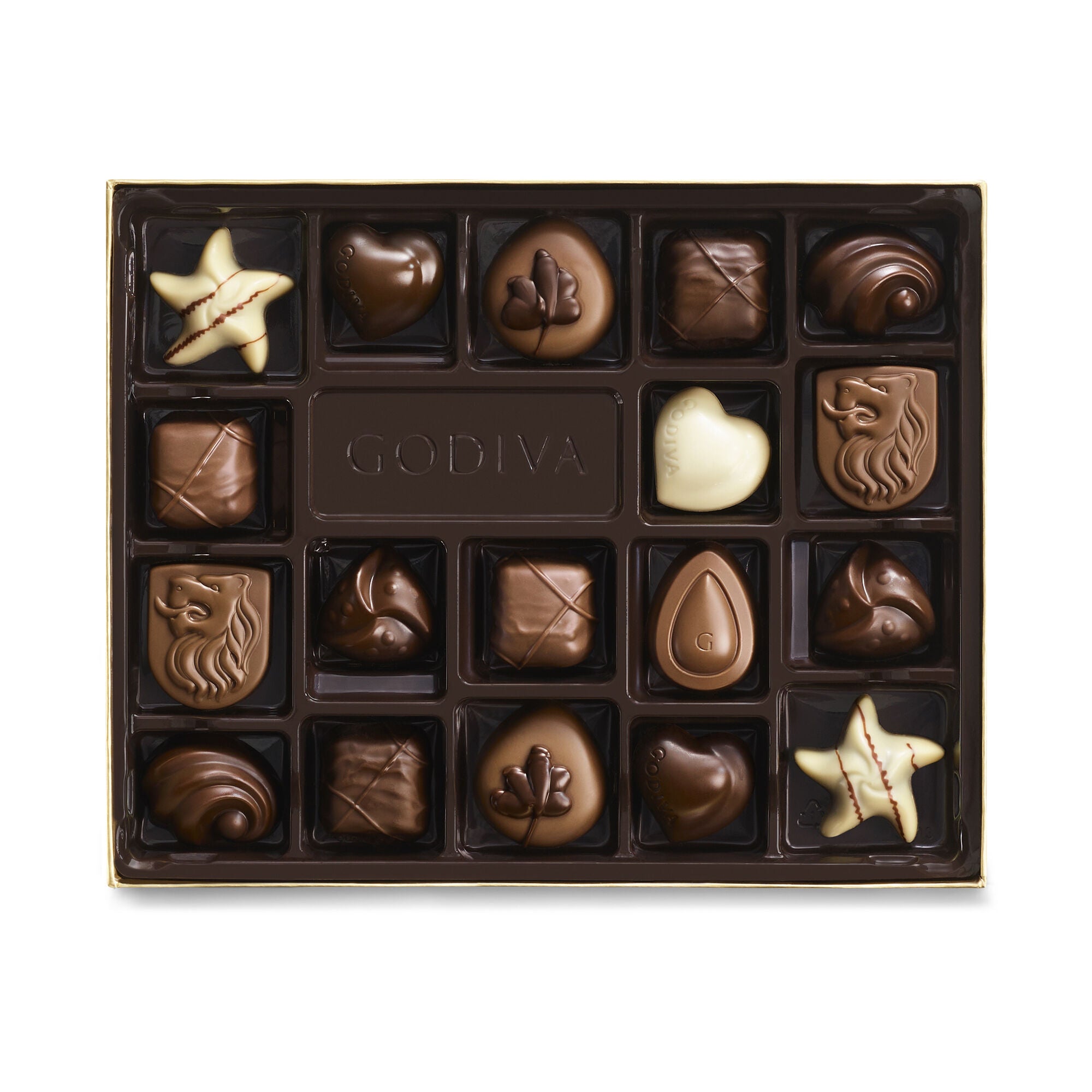 Assorted Chocolate Gold Gift Box, Aqua Ribbon, 18 pc.
