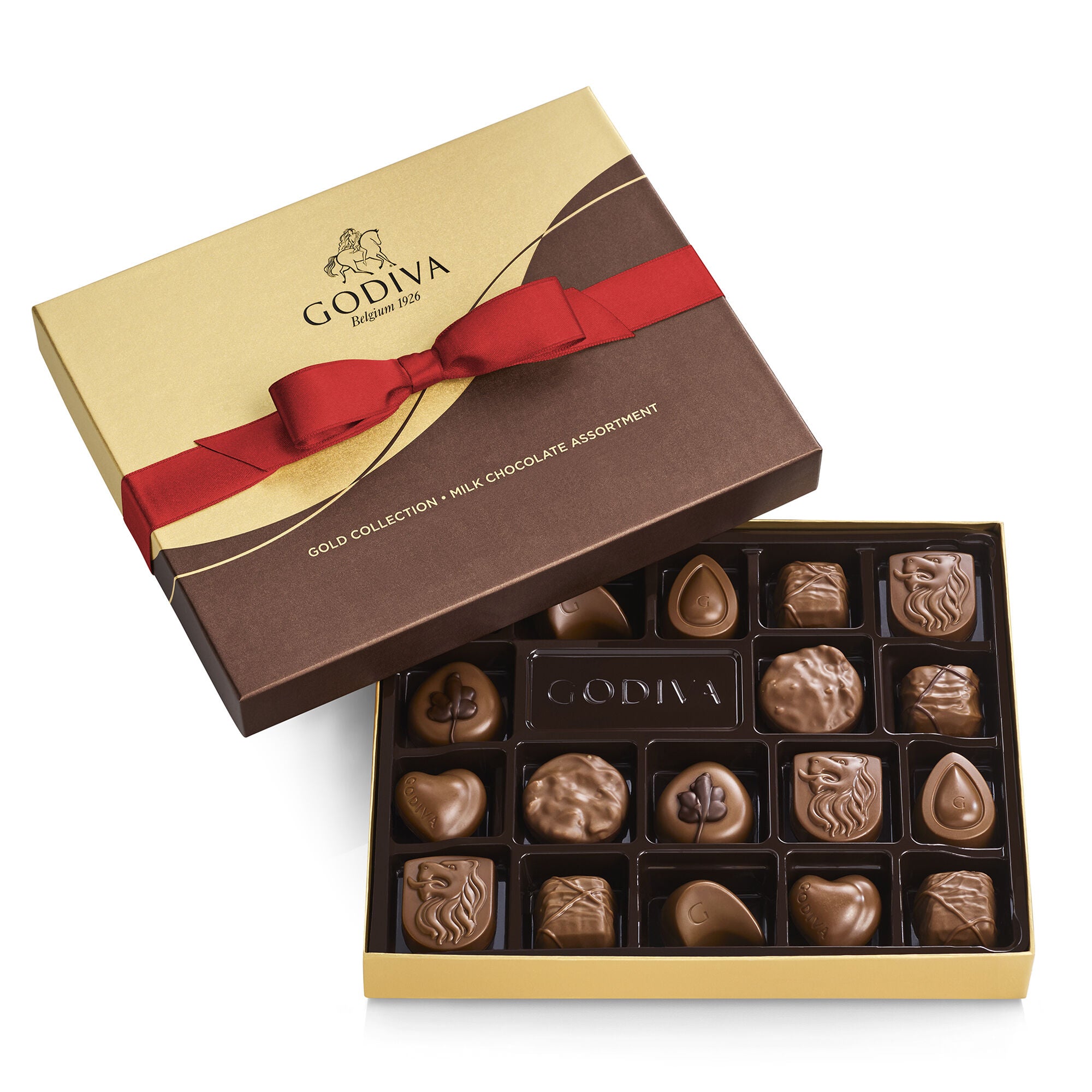 Milk Chocolate Gift Box, Red Ribbon, 18 pc. | Godiva – GODIVA