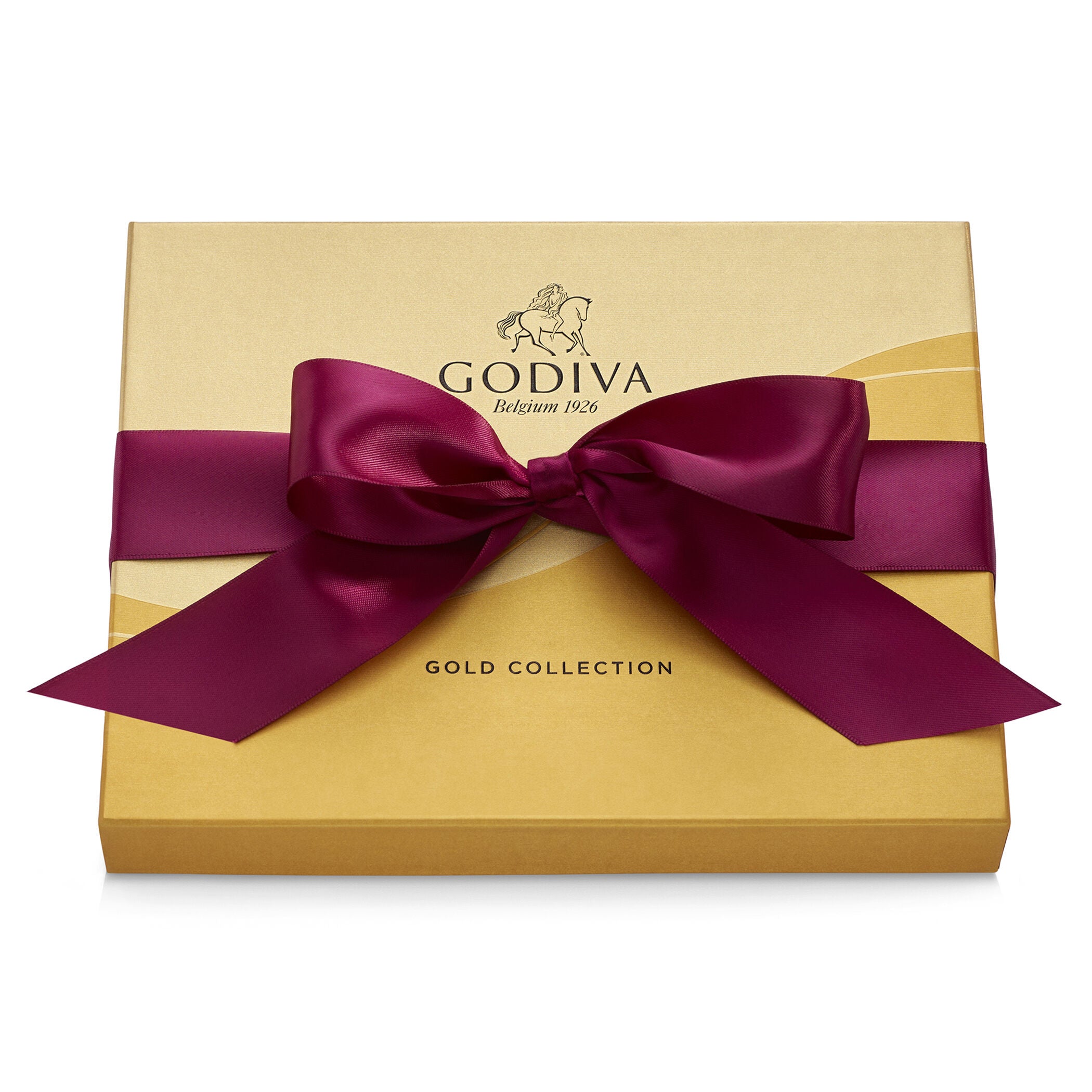 Assorted Chocolate Gold Gift Box, Solid Wine Ribbon, 18 pc.