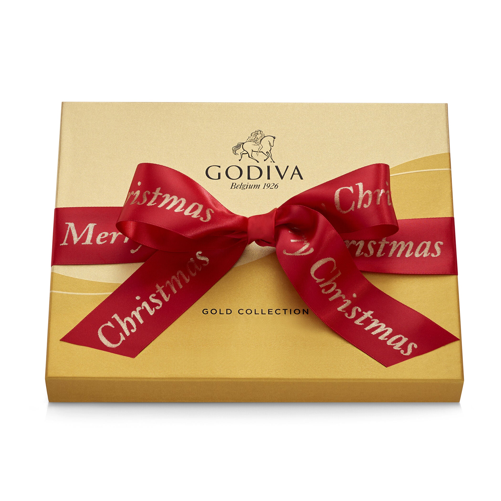 Assorted Chocolate Gold Gift Box, Merry Christmas Ribbon, 18 pc.