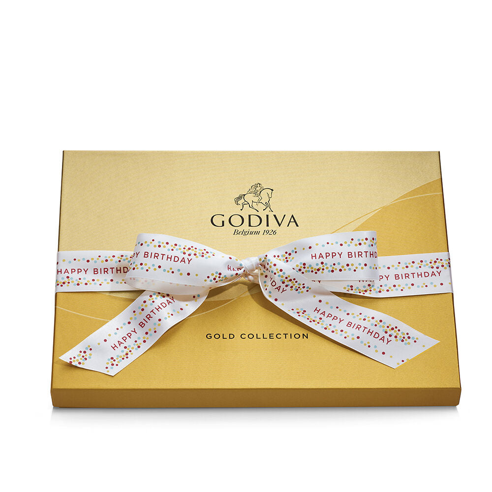 Assorted Chocolate Gold Gift Box, Happy Birthday Ribbon, 36pc.