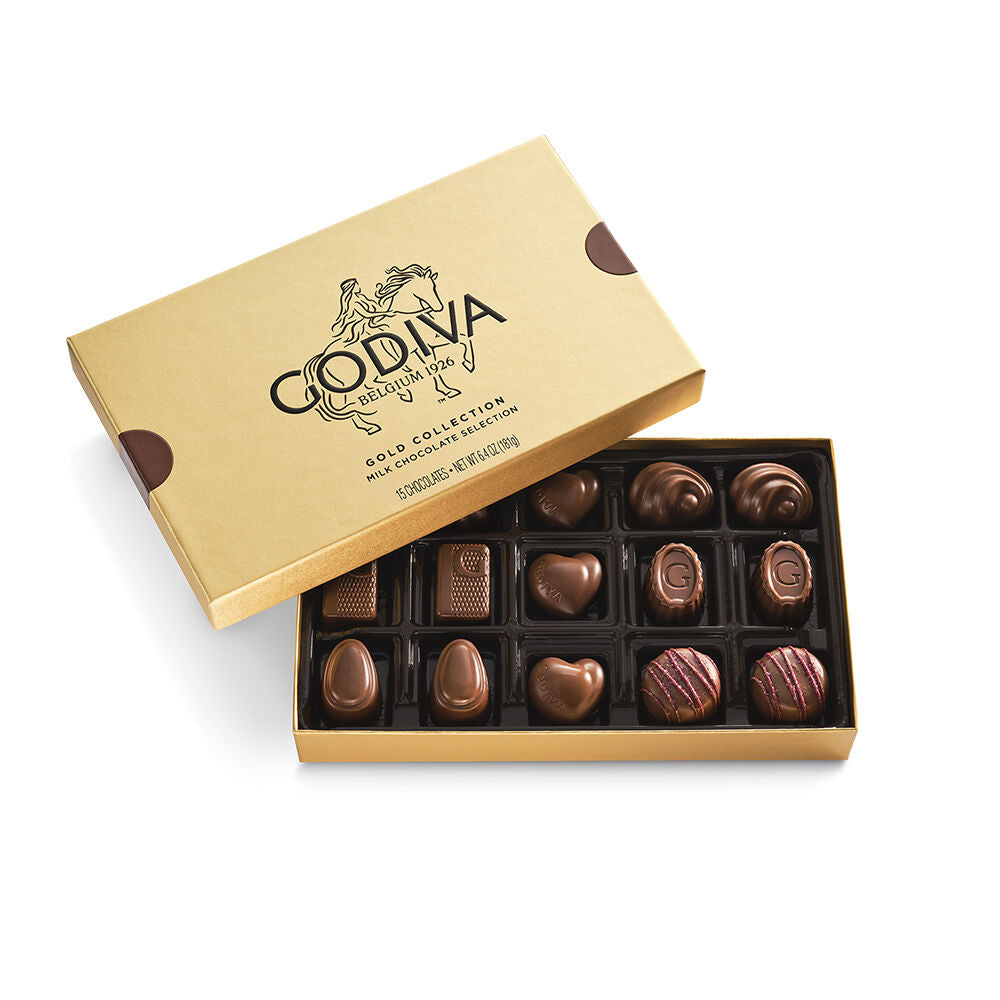 Godiva Milk Chocolate Gold Gift Box, 15 piece