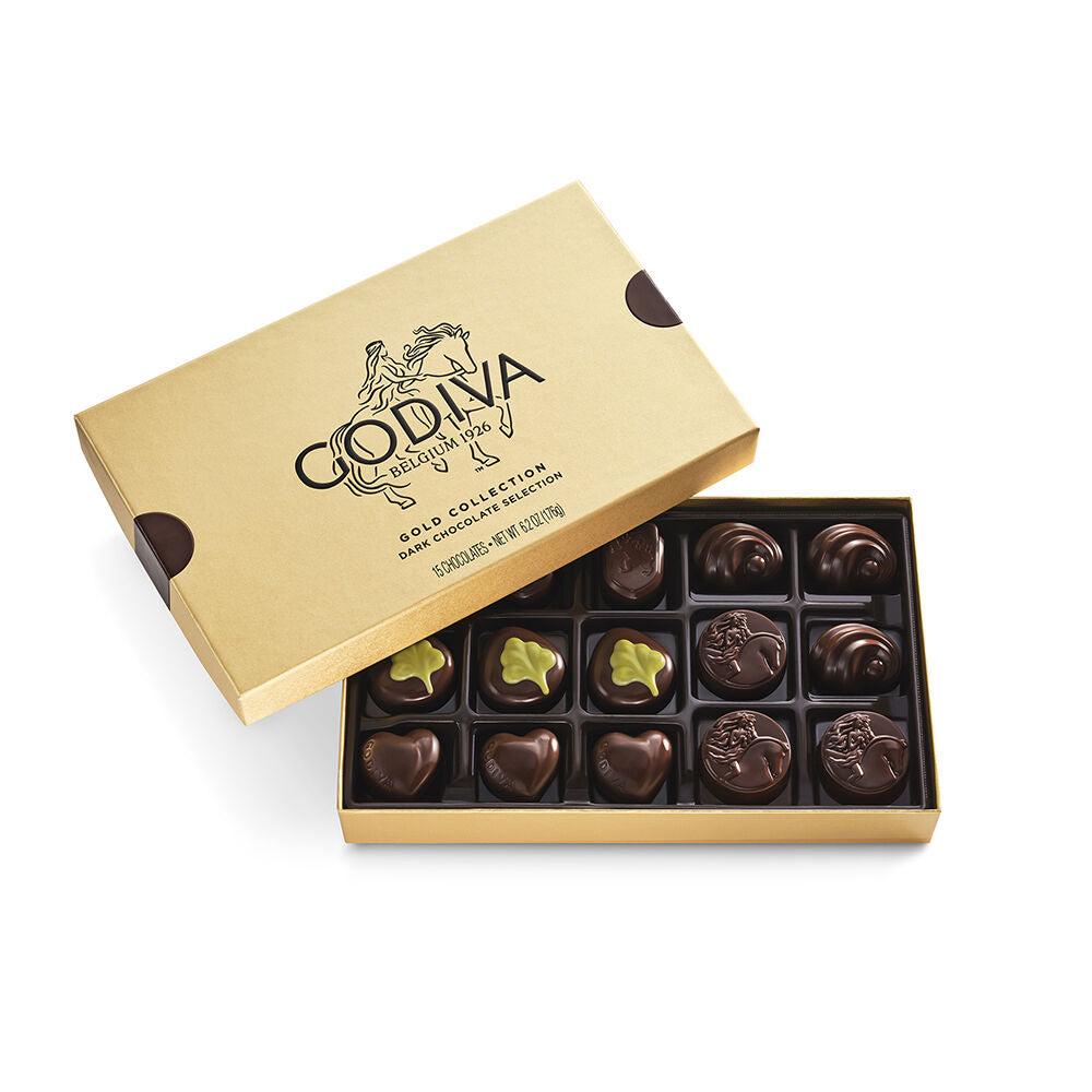 Godiva Dark Chocolate Gold Gift Box, 15 piece