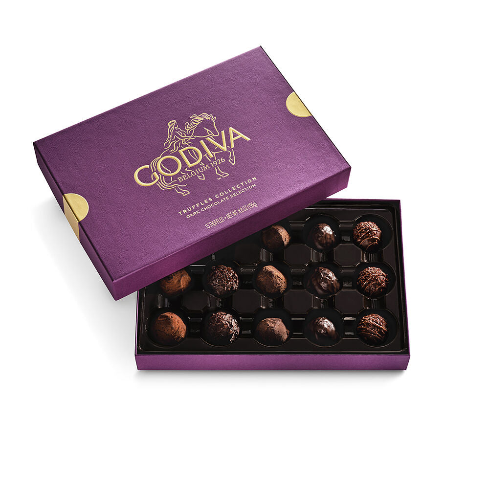 GODIVA Dark Chocolate Truffles Gift Box, 15pc