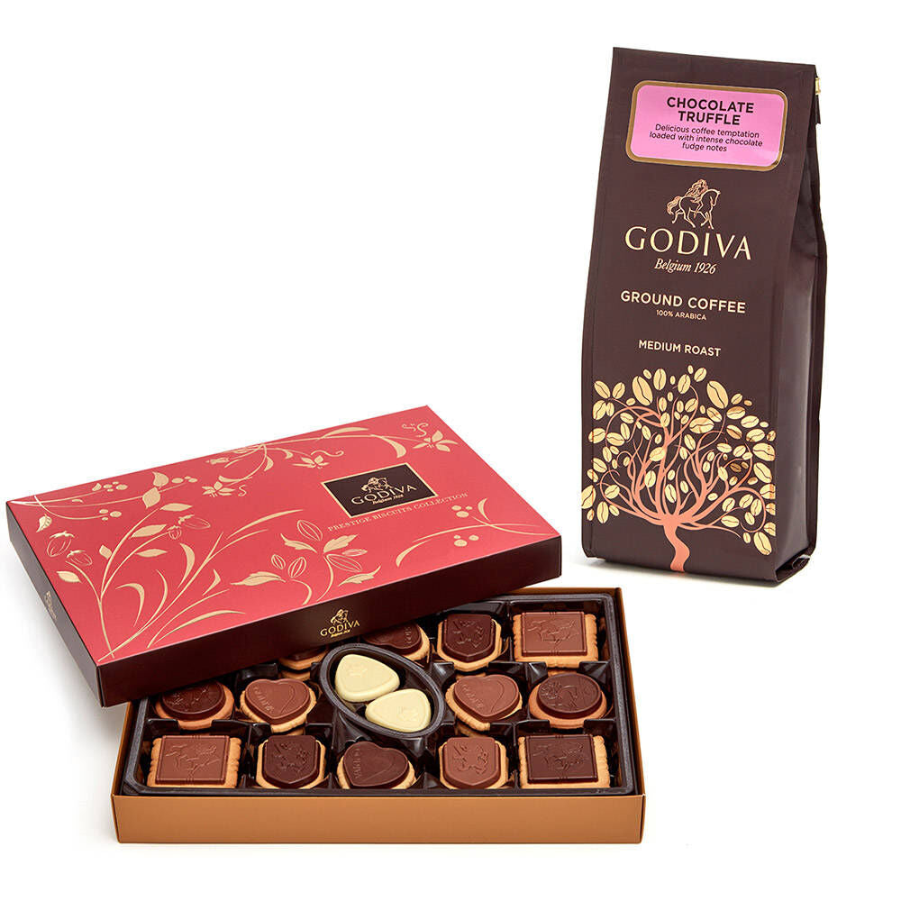 Truffle Coffee, 10 oz. Ground & Chocolate Biscuit Gift Box, 32 pc.