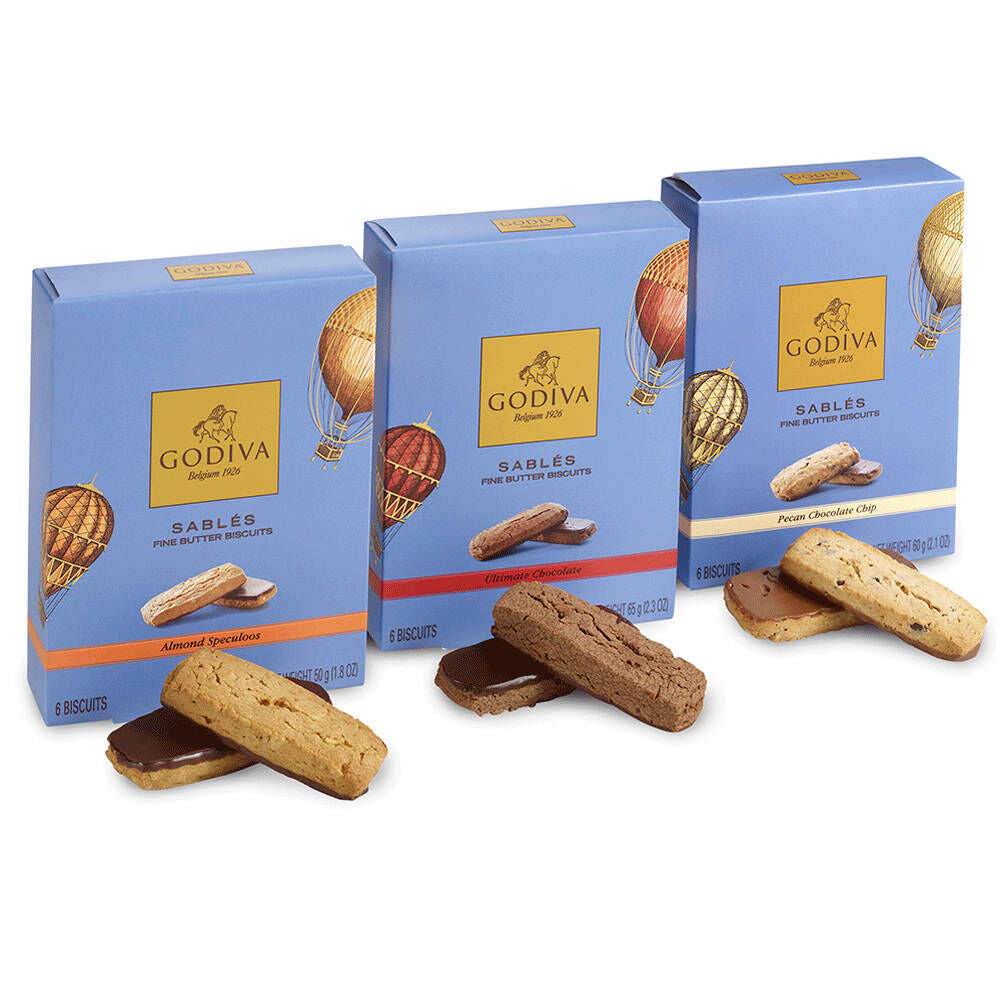 Asstd Chocolate Sables Biscuit Sampler, Set of 3, 6 pc. each