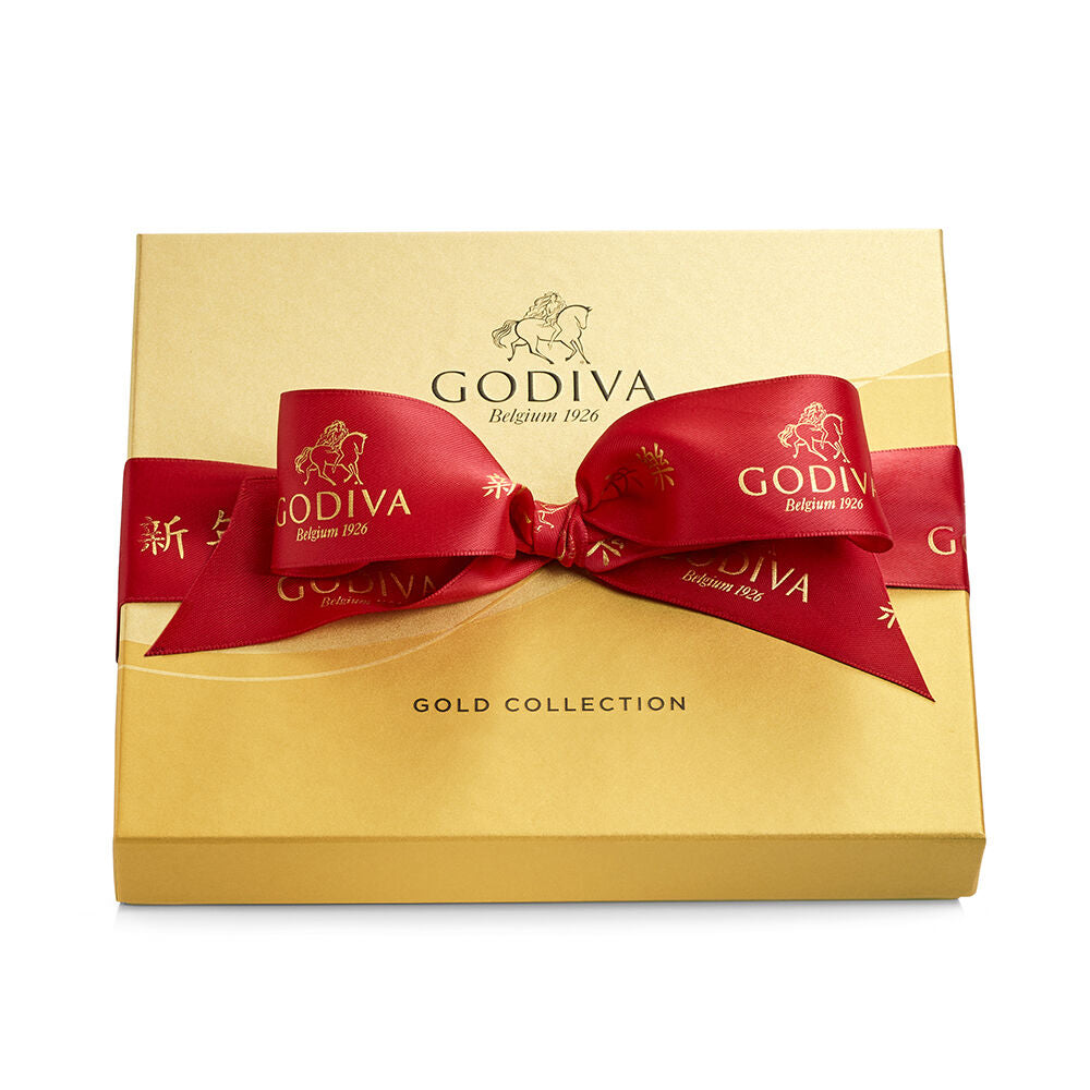 Assorted Chocolate Gold Gift Box, Lunar New Year Ribbon, 19 pc.