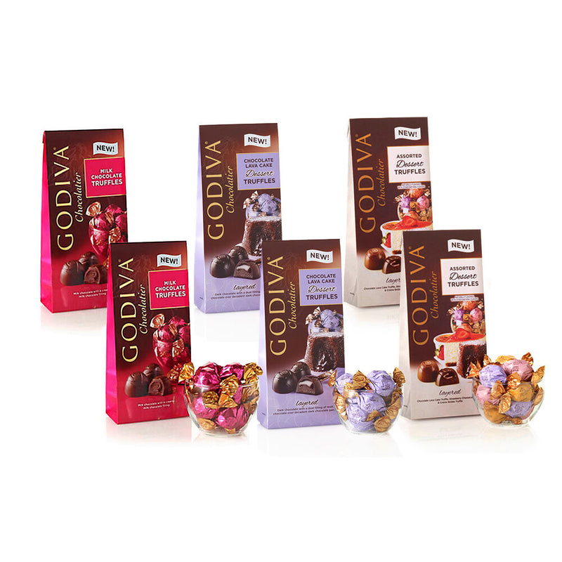 Wrapped Chocolate Truffles Sampler, Large Bags, Set of 6, 19 pc. each