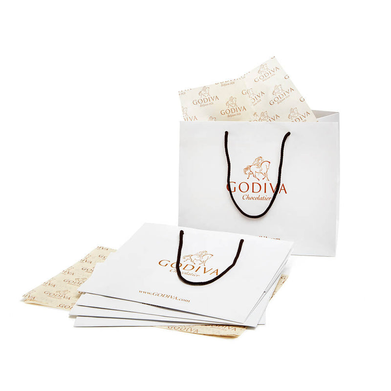 Small White Shopping Bag with Tissue Paper, Set of 5