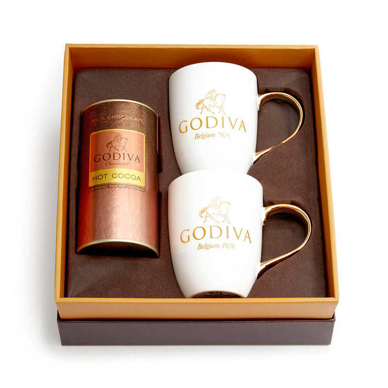 Milk Chocolate Cocoa & Mug Gift Set, Orange & Brown Ribbon