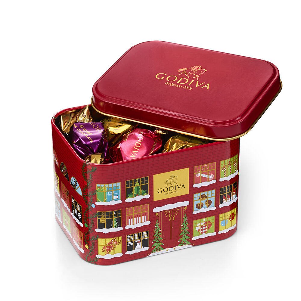 Holiday G Cube Truffle Tin, Set of 4, 15 pc each