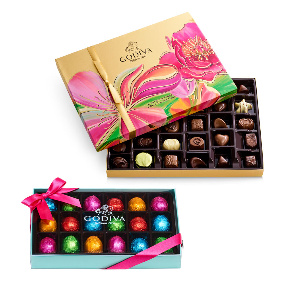 Spring Assorted Gift Box, 36pc with Foil-Wrapped Chocolate Easter Egg, 18pc