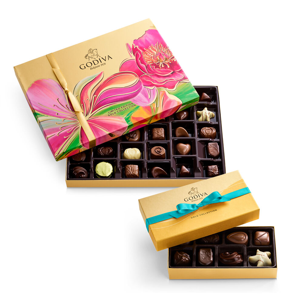 Spring Assorted Gift Box, 36pc with Assorted Chocolate Gold Gift Box, Spring Ribbon, 8 pc.