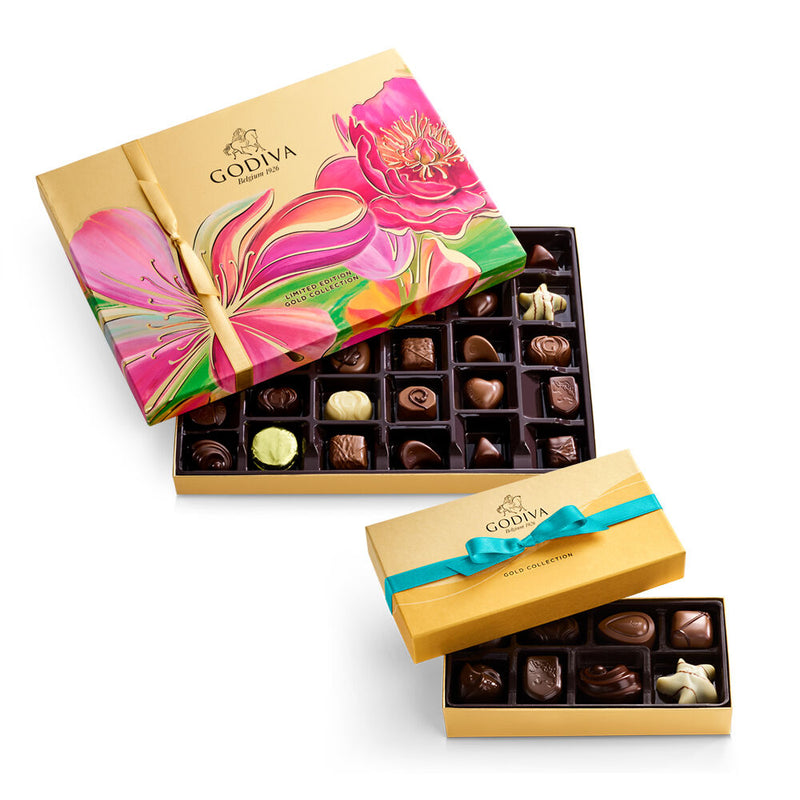 Spring Assorted Gift Box, 36pc with Assorted Chocolate Gold Gift Box, Spring Ribbon, 8 pc.