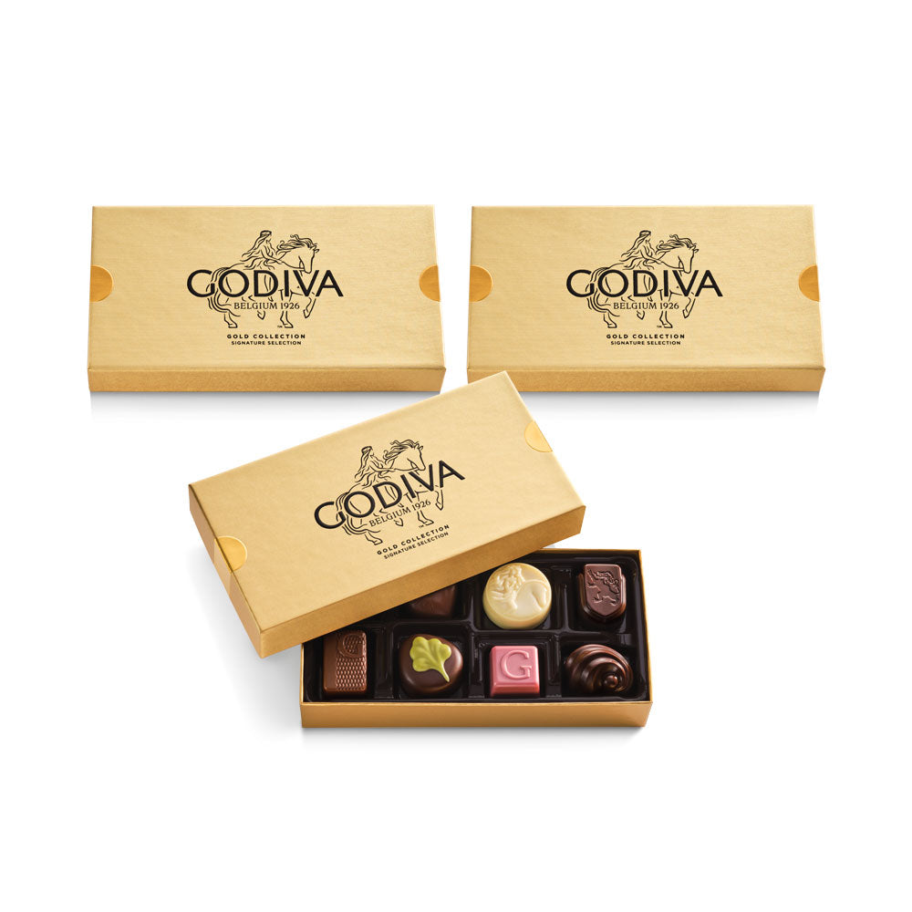 Assorted Chocolate Gold Gift Box, 8pc, Set of 3