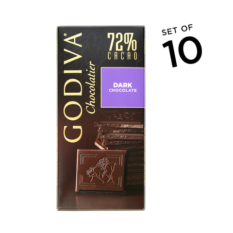 Large 72% Dark Chocolate Bar, Set of 10