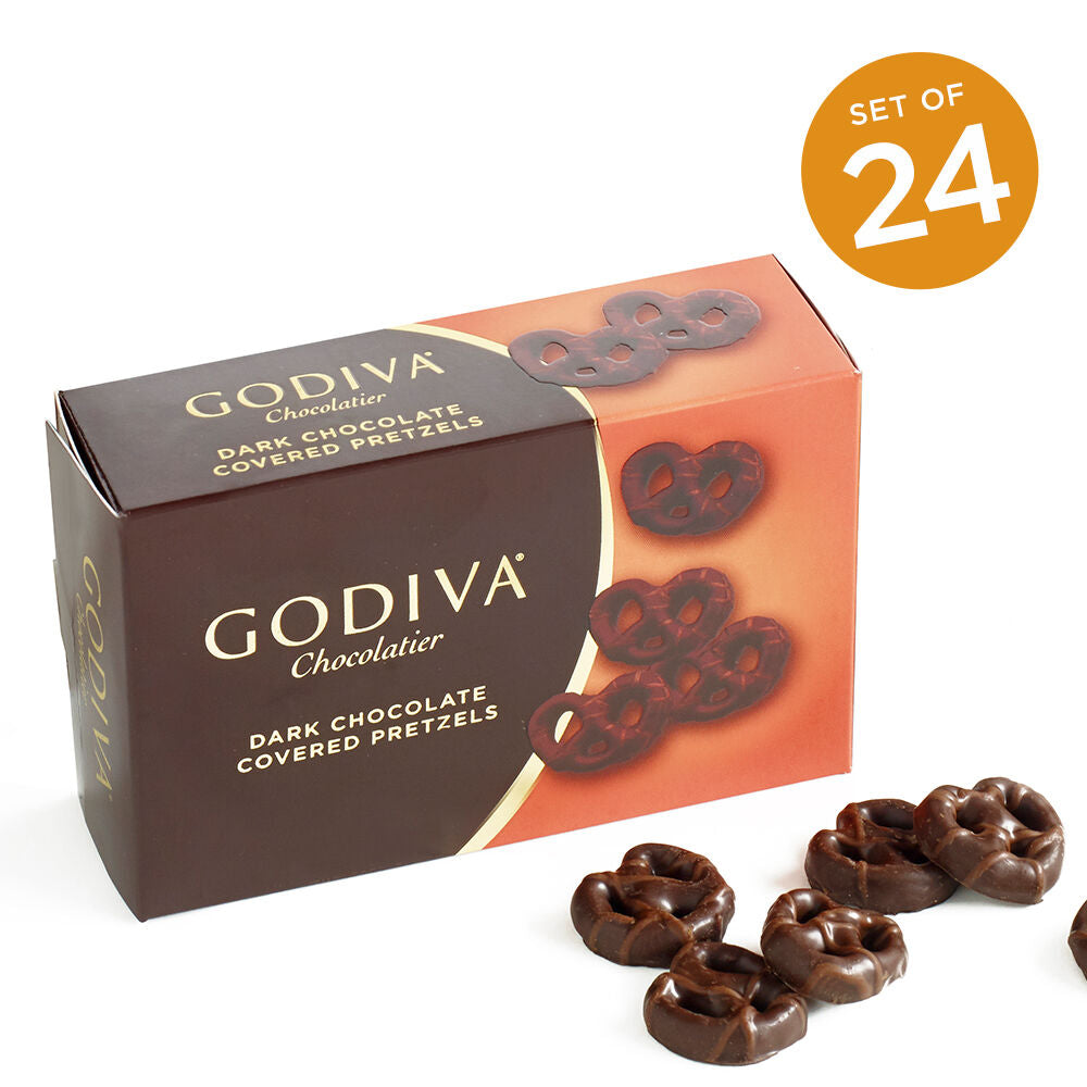 Dark Chocolate Covered Mini Pretzels, Set of 24