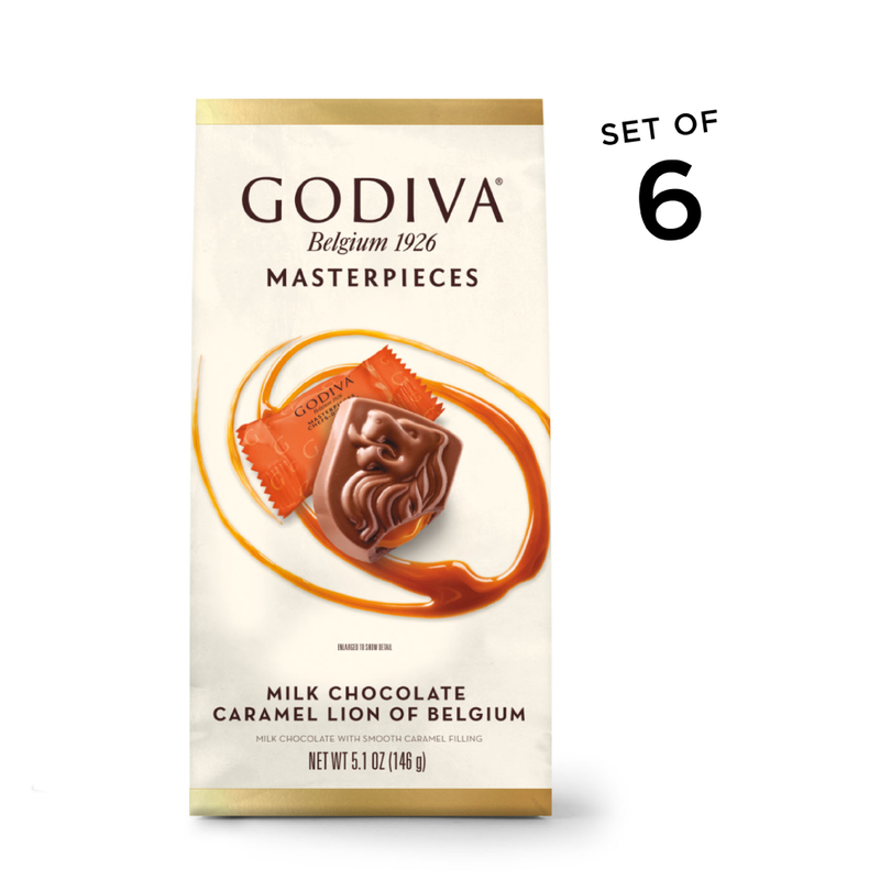 Godiva Masterpieces, Milk Chocolate Caramel Lions of Belgium, Set of 6