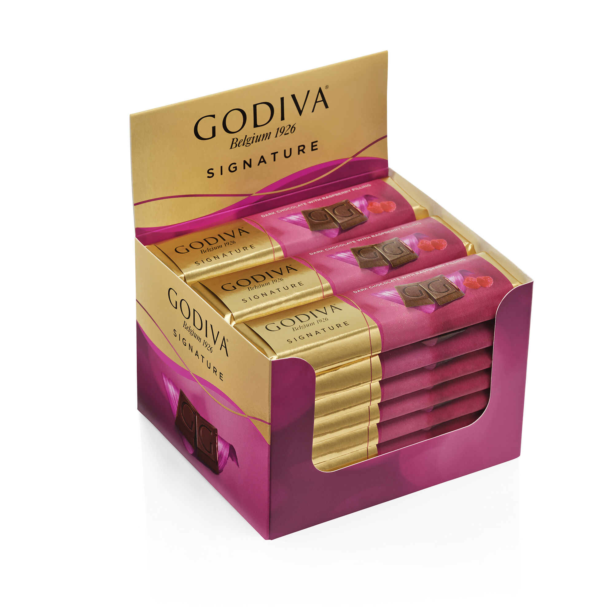 Dark Chocolate Raspberry Bar Pack of 24 1.5 oz each GODIVA