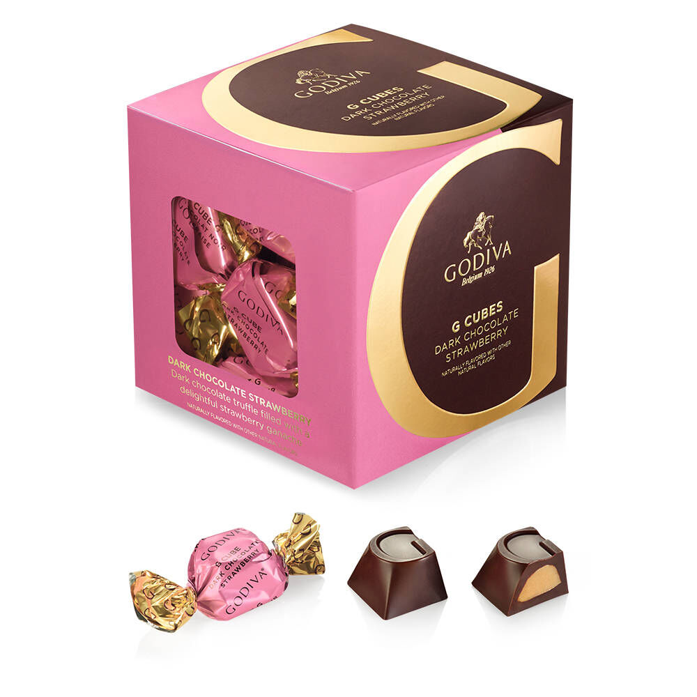 Dark Chocolate Strawberry G Cube Box, Set of 2, 22 pcs. each