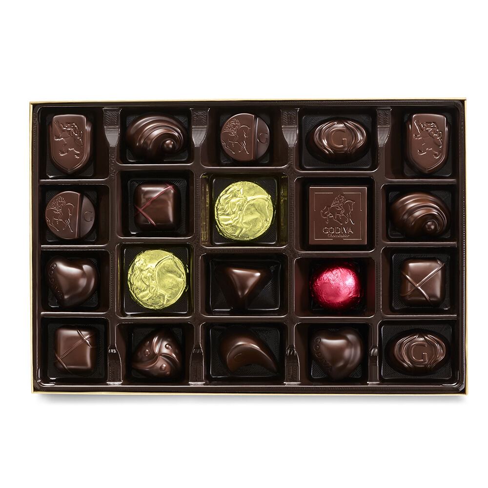 Dark Chocolate Gift Box Gold Ribbon 22 pc. GODIVA