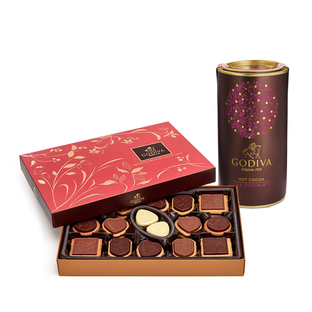 Milk Chocolate Hot Cocoa Tin Biscuit Gift Box 36 pc